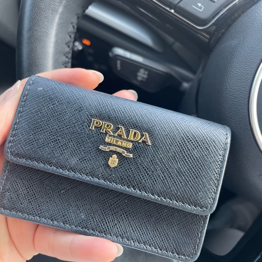 Black Prada Flap Card Holder